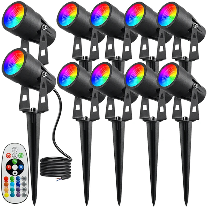 projecteur paysager led noir moderne télécommande éclairage extérieur ip65 étancheRGBO