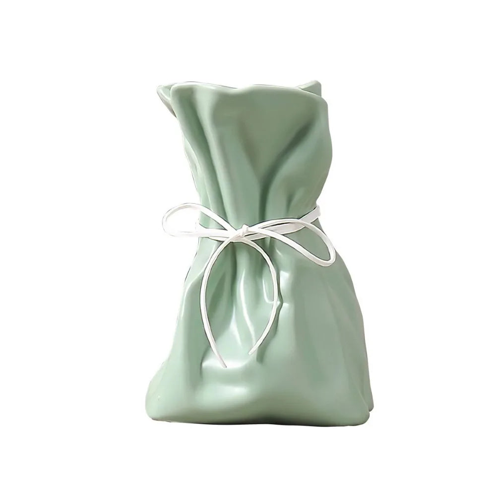 Sac fleurs moderne ruban uni blanc orange marron clair vert