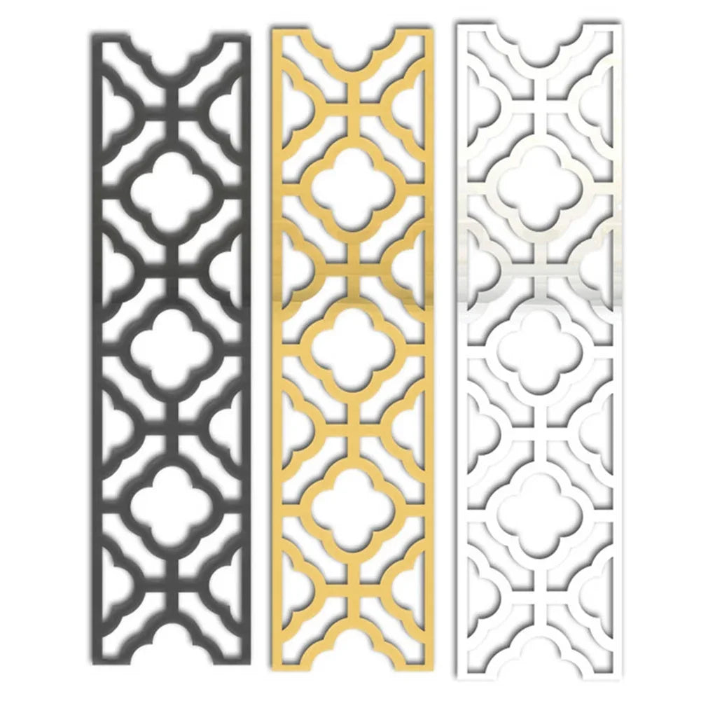 rubans décoratifs acrylique gris doré moderne stickers mur miroir 20cmx5cm adhésifs