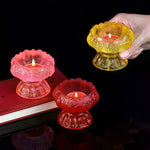 bougeoir verre artisanal forme fleur lotus porte bougie décoratif maison couleur vive opaque