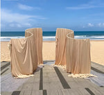 rideaux scène modernes tringles métal beige blanc uni opaques événements mariage