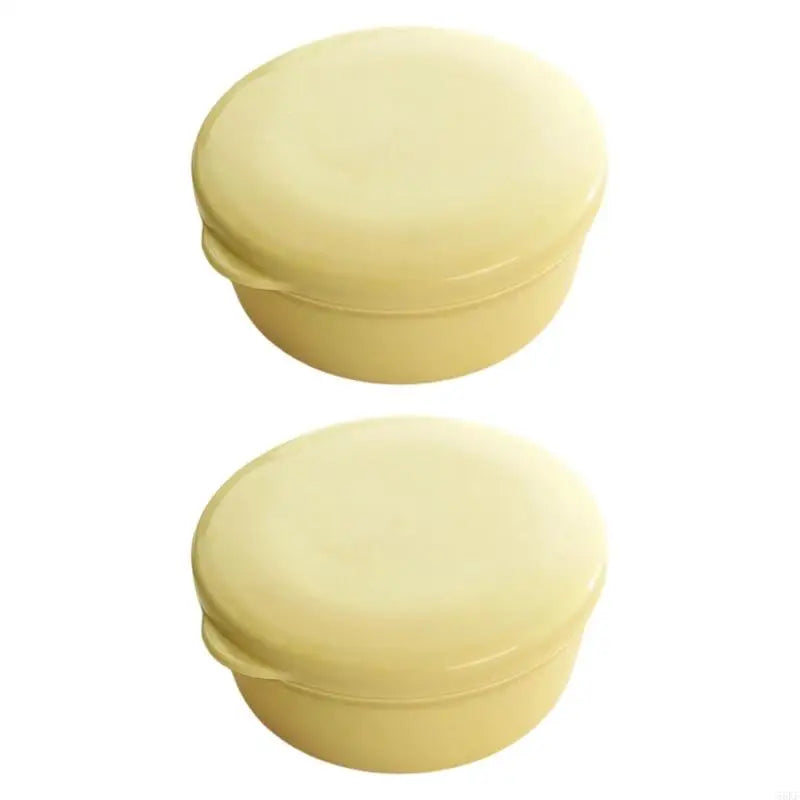 porte savons moderne boîte ronde couvercle noir jaune clair blanc opacité matériau plastique