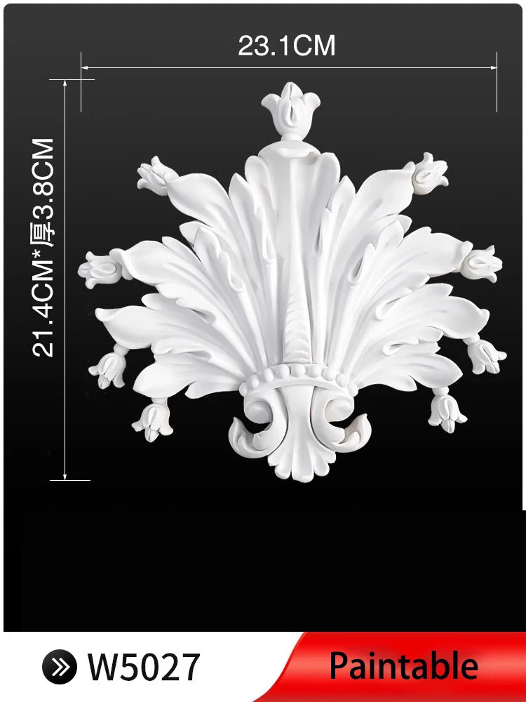 appliques decoratives sculptees floral classique blanc meubles deco mur opacite grande taille DIY