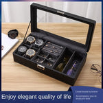 boîte rangement montres velours noir cadenas moderne 12 places storage watch box black velvet