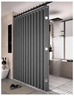 rideau douche pliable gris texture lin moderne magnétique hook strap imperméable