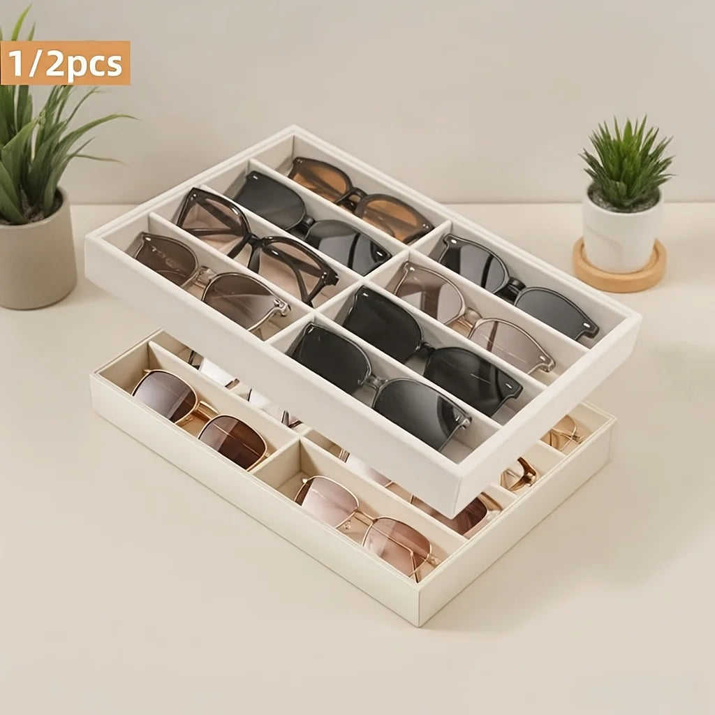 boîte lunettes beige clair moderne réutilisable matériau bois 24cm 35.5cm 3.5cm