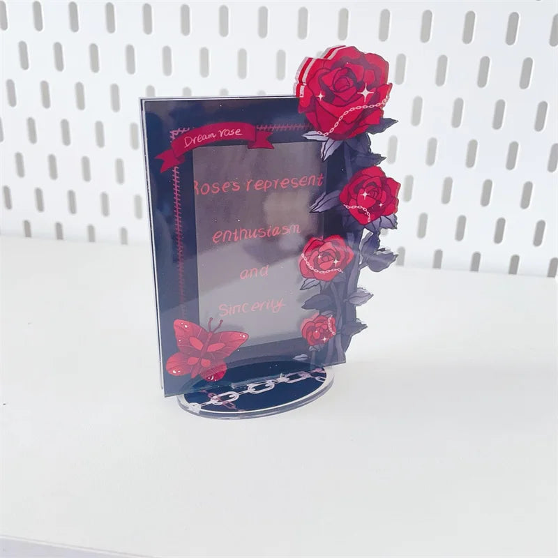 cadre photo moderne rose lys papillons transparent décoration maison photo noir rouge bleu