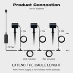 lampe jardin led rgbcct ip66 moderne spiked noire 7w ccc 24v certifications rohs lvd