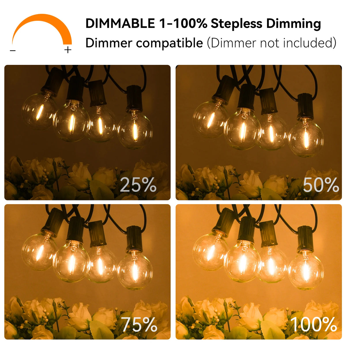 guirlande lumineuse extérieure blanc chaud 64 ampoules led clips vintage 36m jardin fête