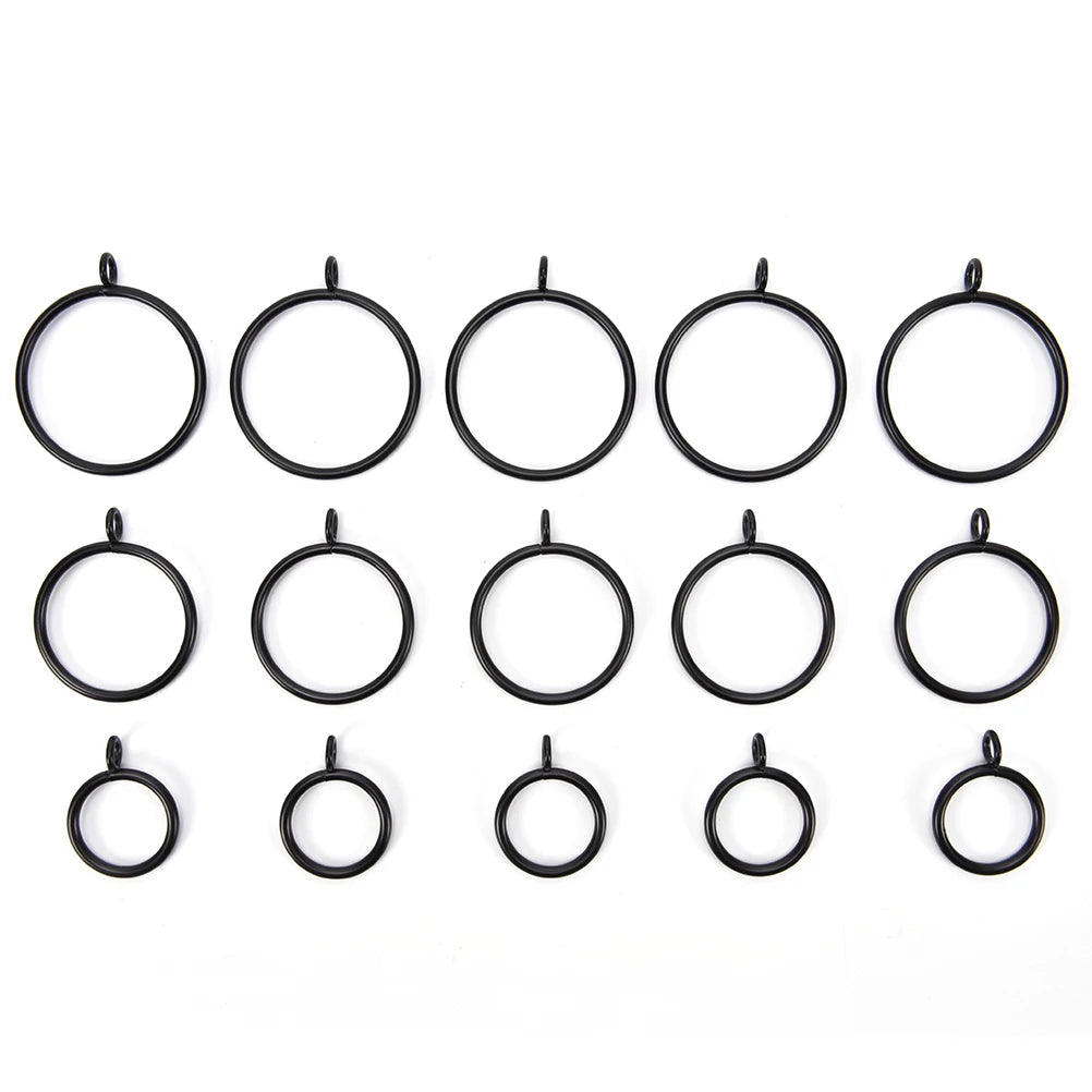 anneaux rideau noirs ronds lisses minimaliste 25mm 28mm 38mm 45mm 55mm