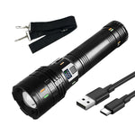 lampe torche led rechargeable puissante résistante autodéfense banque alimentation réglable distance