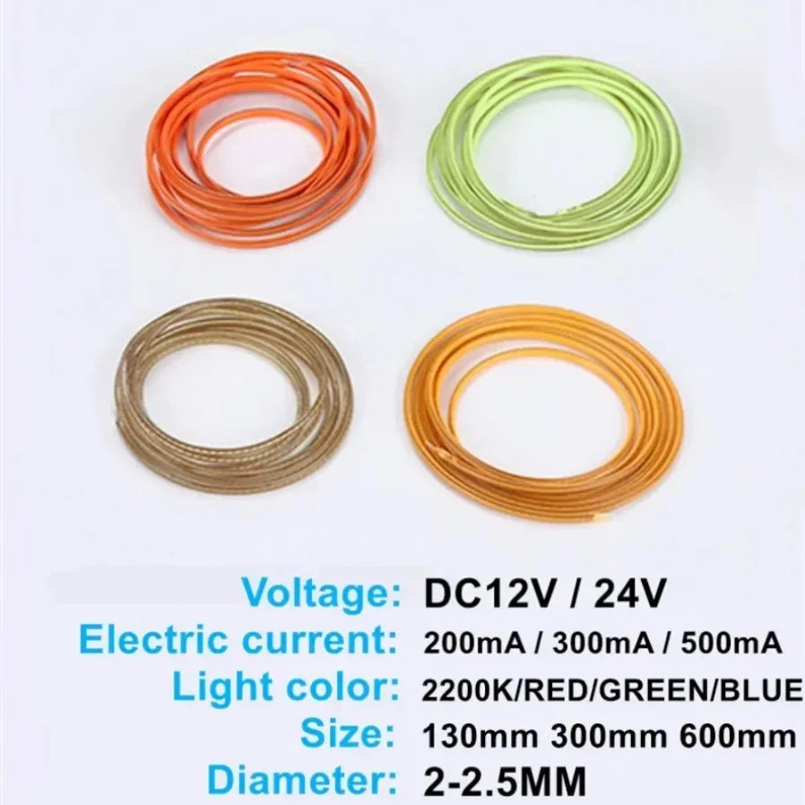 ruban led flexible lumineux câble néon décoratif couleur rouge vert bleu orange clips