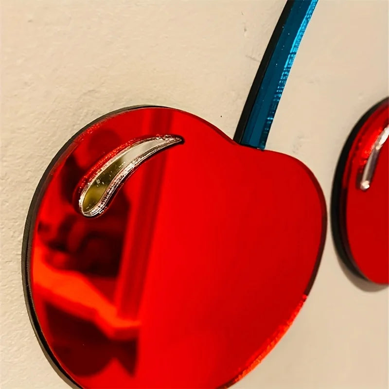 miroir mural moderne cerises rouges bleues brillant adhésif chambre salon salle bain
