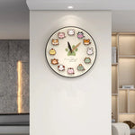 horloge murale moderne animaux mignons décoration salon beige aiguille acrylique unique
