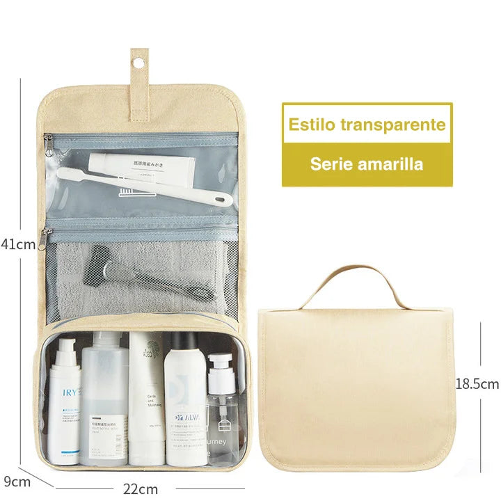 sac rangement cosmétique toile réutilisable séparation sèche humide voyage moderne anneaux transparent