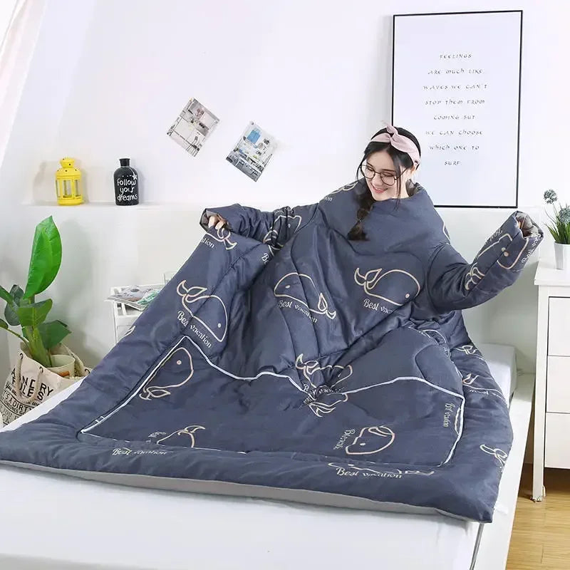 couverture manches gris aloha imprimé doux moderne zippée hiver coton polyester multifonctionnelle