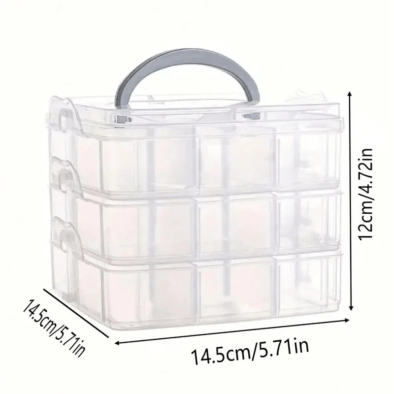 boîte rangement plastique transparente multi compartiments poignée bijoux jouets accessoires maison