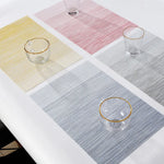 tapis table rectangle moderne motif zigzag couleurs jaune rouge gris bleu blanc semi transparent
