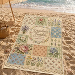 tapis patchwork floral vintage rose vert bleu bordure dentelée sec rapide machine simple