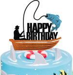 décoration gâteau pêche poissons bateau happy birthday anniversaire enfant festif carton motifs marins festive