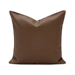 taies d'oreillers brodées contemporain 45x45cm marron clair motifs géométriques