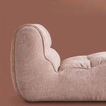 Fauteuil moderne tissu bouclé beige clair coussins d'assise dossier minimaliste