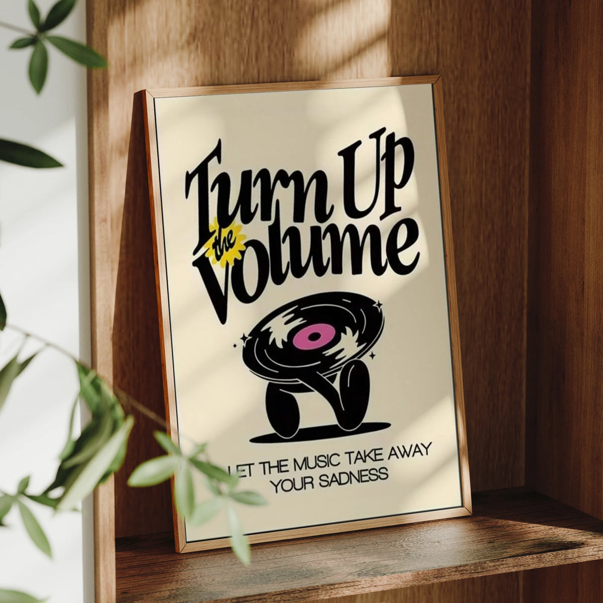 affiche moderne minimaliste turn up the volume vinyle chambre salon décoration mur opaque cadre
