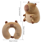 coussin support cou capybara peluche marron clair doux moelleux mignon voyage literie