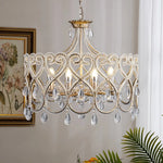 lustre cristal doré filigrane classique lumières suspension chaines e14
