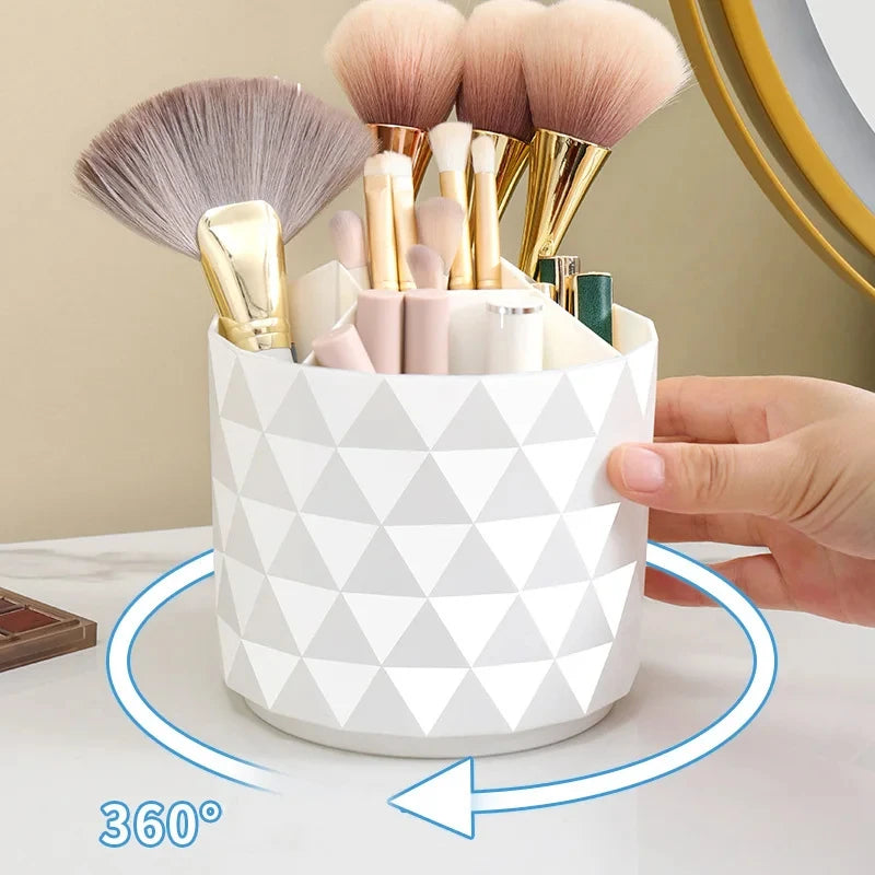 organisateur moderne pot rangement brosse maquillage crayons ciseaux règle vert pastel rose pâle blanc