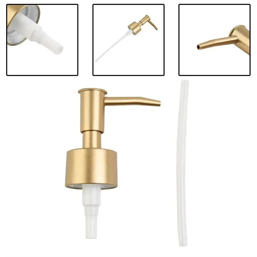 distributeur savon liquide moderne or argent rondelles transparent blanc