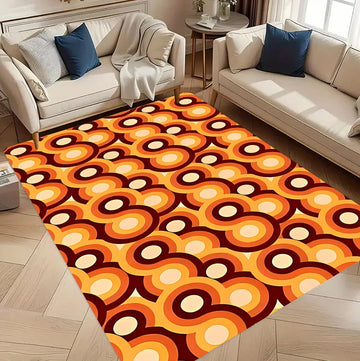 tapis géométrique orange moderne salon chambre décoration extérieur 30x50cm 40x60cm 50x80cm