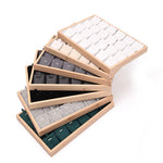 support bijoux bois velours clips boîte présentation breloques moderne 18 cases 24.5cm 35.4cm