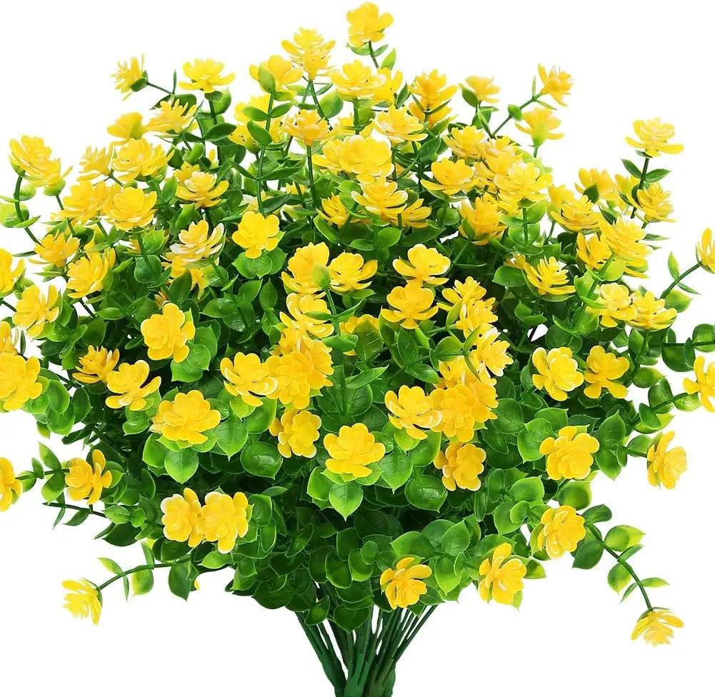 décoration extérieure bouquet artificiel fleurs simples feuilles vertes moderne blanc vert