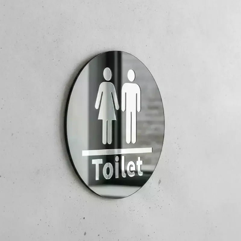 panneau wc symbole homme femme texte toilet adhésif noir blanc doréDecorationMuraleAutoCollanteClassiquePVC
