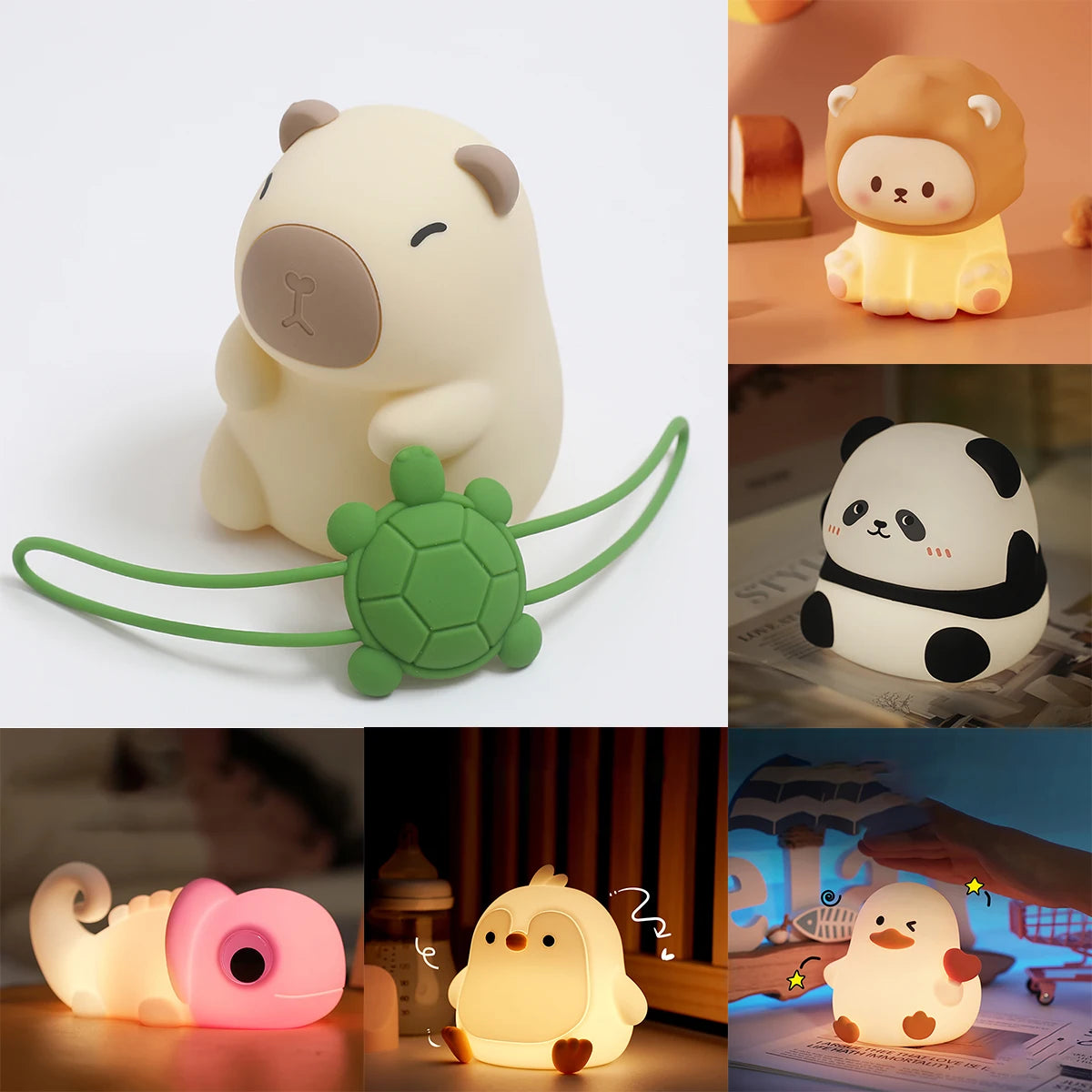 veilleuse animaux silicone cartoon rechargeable led table enfant douce mignonne colorful