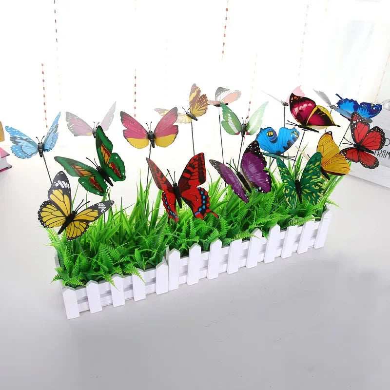 papillons decoratifs multicolores imitation nature tringles feuilles artificielles exterieur decoration jardin terrace potager