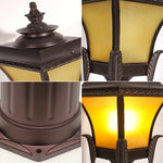 lampe rue marron foncé classique ornements détails sculptés base solide extérieure ip65 led aluminium