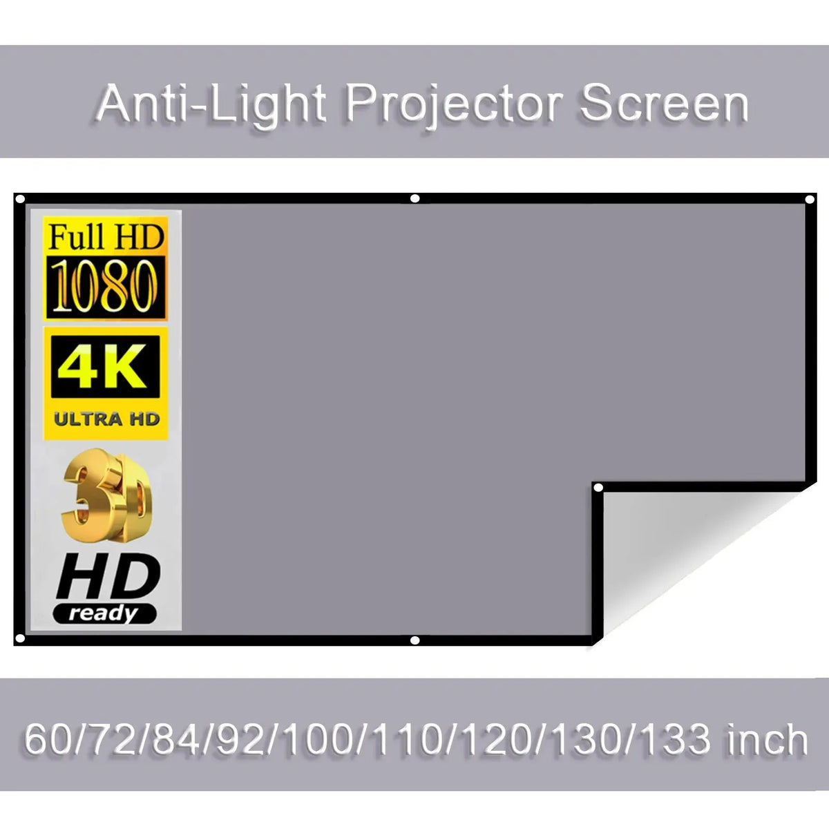 écran projection portable gris uni moderne adhésif clips fixation PVC haute luminité