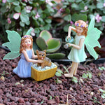 décoration extérieure résine fée chien baignoire fleurs herbe verte miniature jardin fantaisie