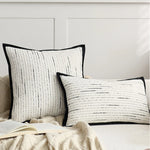 coussins carrés blanc noir rayures moderne housses jacquard polyeste décoration intérieure nordique fixations