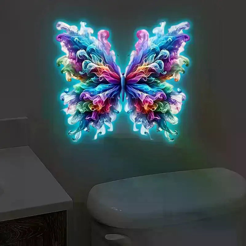 autocollant mural multicolore papillon effet fumée moderne adhésif salle bains décoration murale chambre enfants
