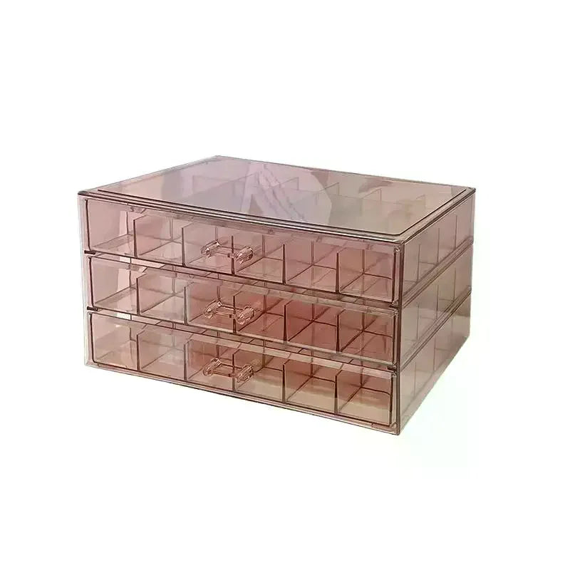 boîte rangement bijoux transparente 72 compartiments poignées métalliques moderne pratique