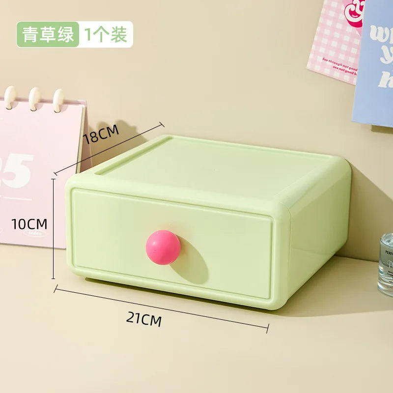 boîte rangement jaune vert rose moderne minimaliste matériau plastique opaquet tiroirs coulissants capacite 2l