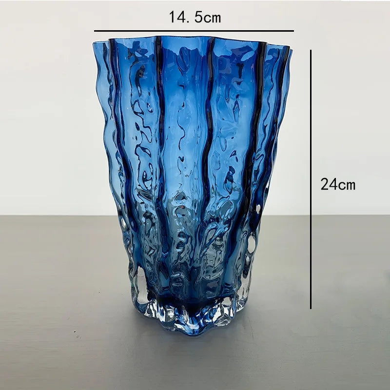 vase decoratif moderne verre texturé transparent floral table maison artístico minimaliste