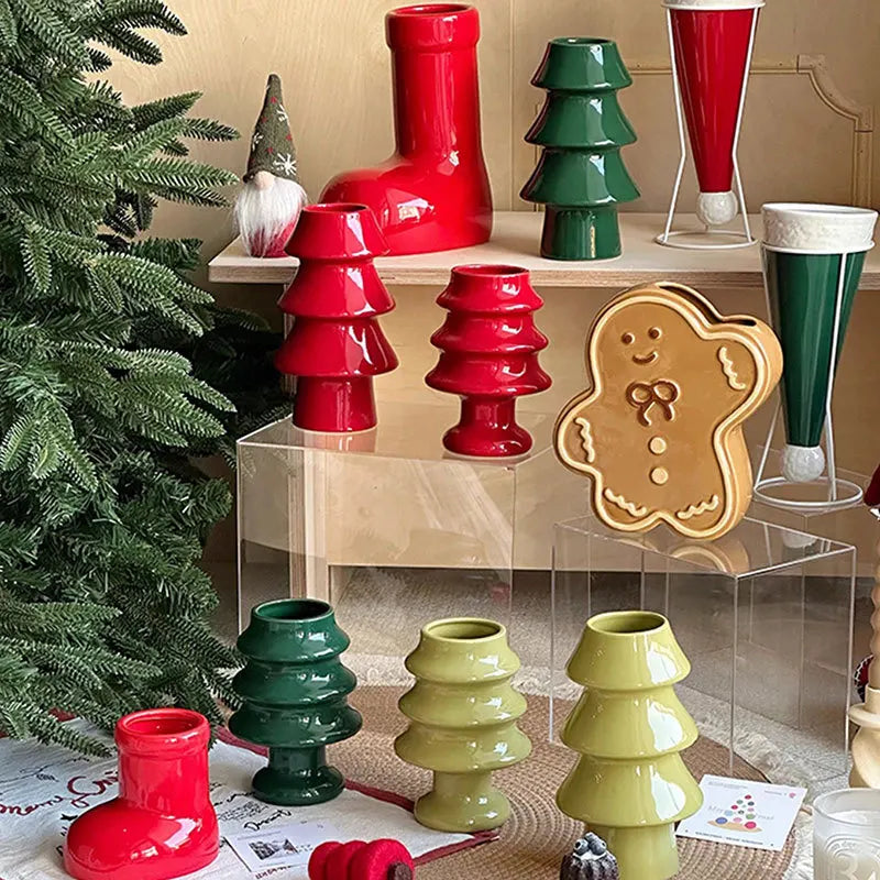 Ornement sapin Noël vase céramique ancienne