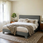 lit gris moderne tissu uni cadre assemblage matelas recommandé boîte springs adjustable headboard