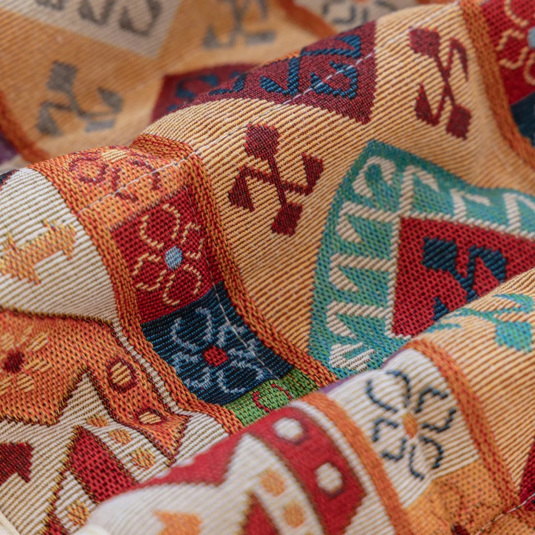 coussin décoratif boho chic motif géométrique ethnique coton matelassé salon maison couleur multicolore
