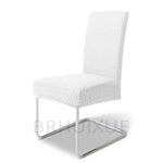 housse chaise tissu jacquard motifs géométriques gris clair moderne protection meuble détachable