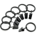 anneaux rideau pinces suspension métal antirouille moderne clips tringle noir rond lisse 3.5x25mm 3.5x32mm